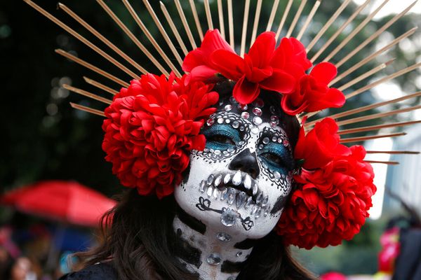 Mexicans Parade as Fancy Skeletons Ahead of Day of the Dead