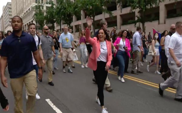 Watch: Kamala Harris Becomes First Sitting VP to March at Pride