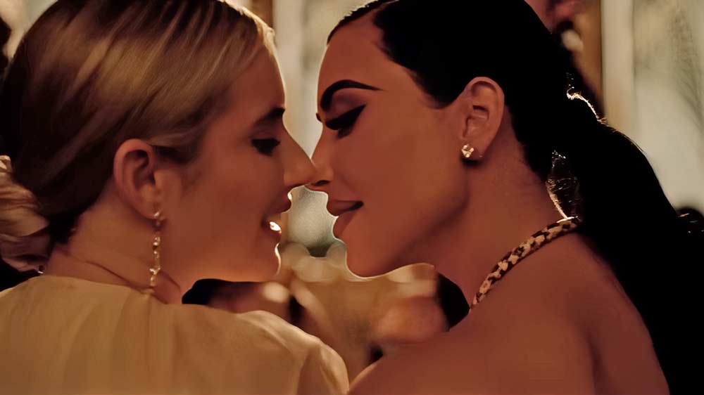 Watch: Kim Kardashian and Emma Roberts Share a Steamy Snog in 'AHS: Delicate - Part Two' Trailer