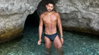 Jacob Maynard is Always Suave in Sexy Black Swimwear